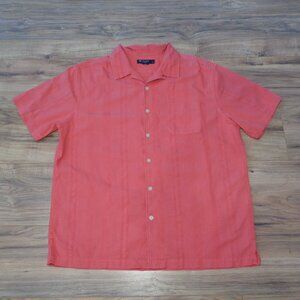Cremieux Size Large Berry Cotton New Men's Short Sleeve Button Down Shirt
